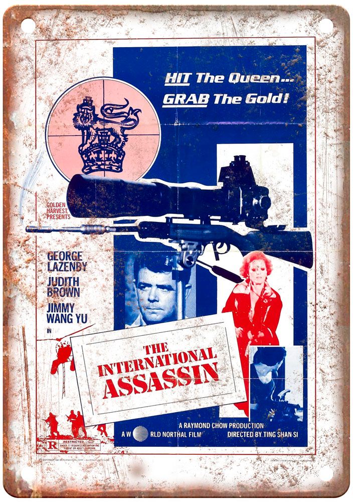 International Assassin Vintage Movie Poster Old Retro Look Metal Sign