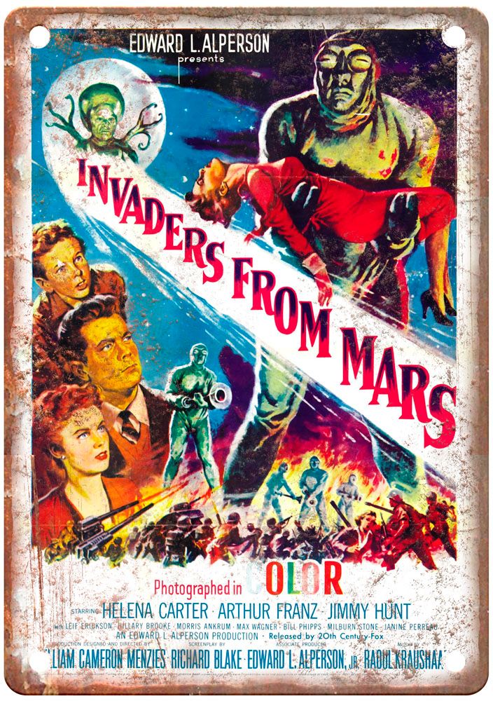 Invaders From Mars Vintage Movie Poster Old Retro Look Metal Sign