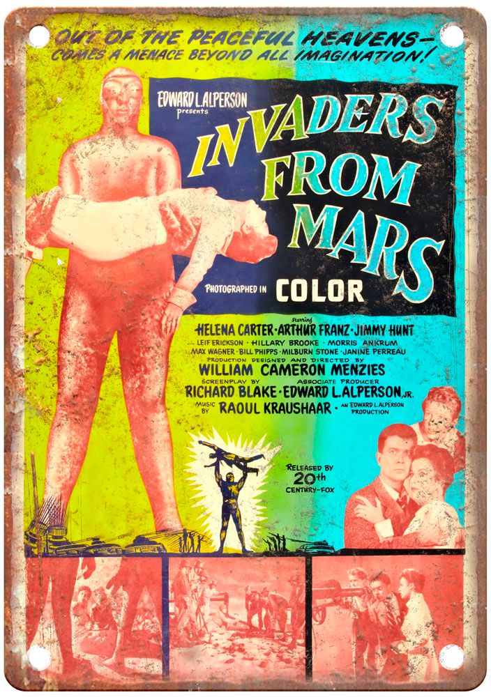 Invaders From Mars Vintage Movie Poster Old Retro Look Metal Sign