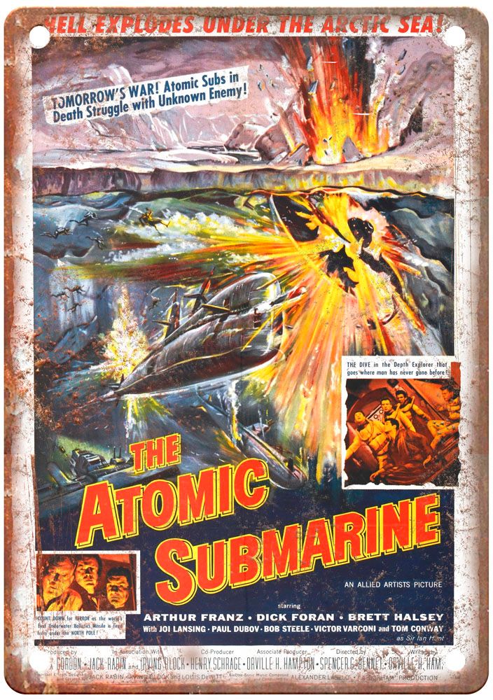 Atomic Submarine Vintage Movie Poster Old Retro Look Metal Sign