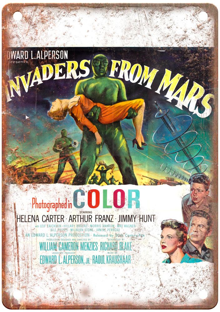 Invaders From Mars Vintage Movie Poster Old Retro Look Metal Sign