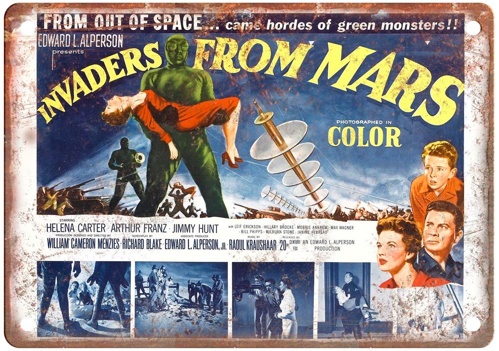 Invaders From Mars Vintage Movie Poster Old Retro Look Metal Sign