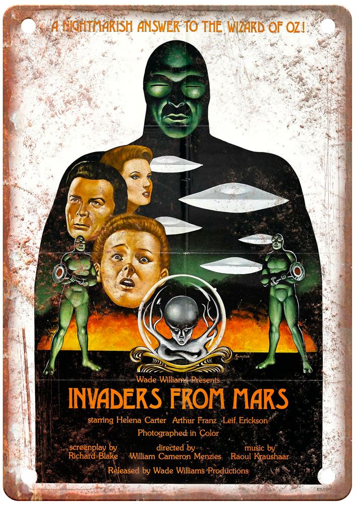 Invaders From Mars Vintage Movie Poster Old Retro Look Metal Sign