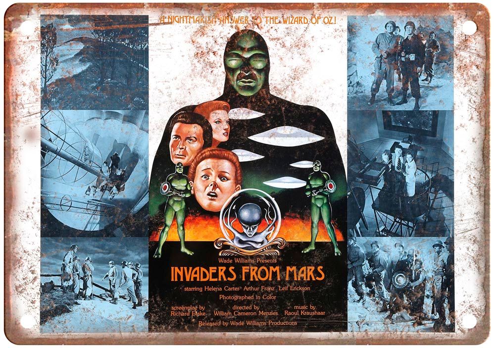 Invaders From Mars Vintage Movie Poster Old Retro Look Metal Sign