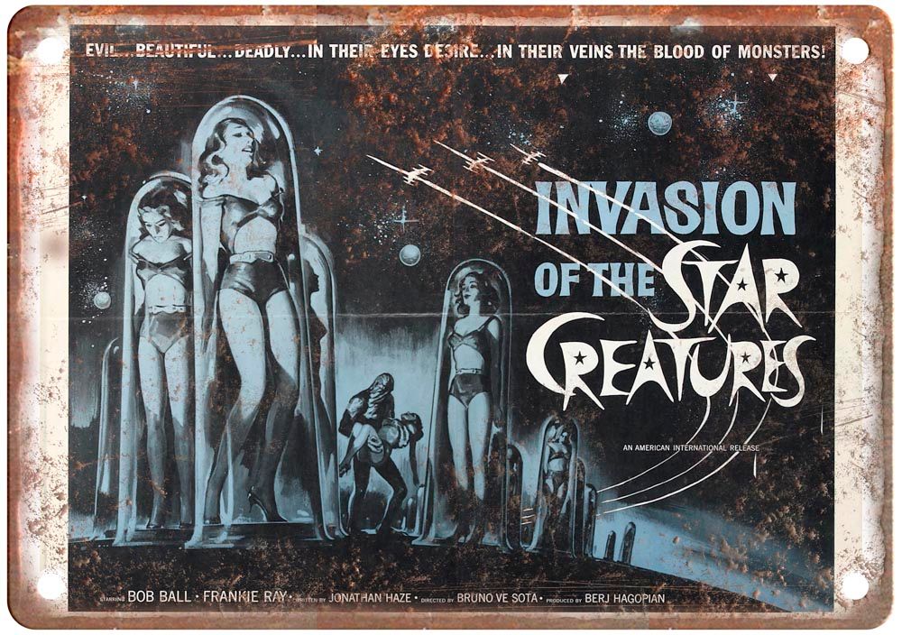 Invasion Of Star Creatures Vintage Movie Poster Old Retro Look Metal Sign