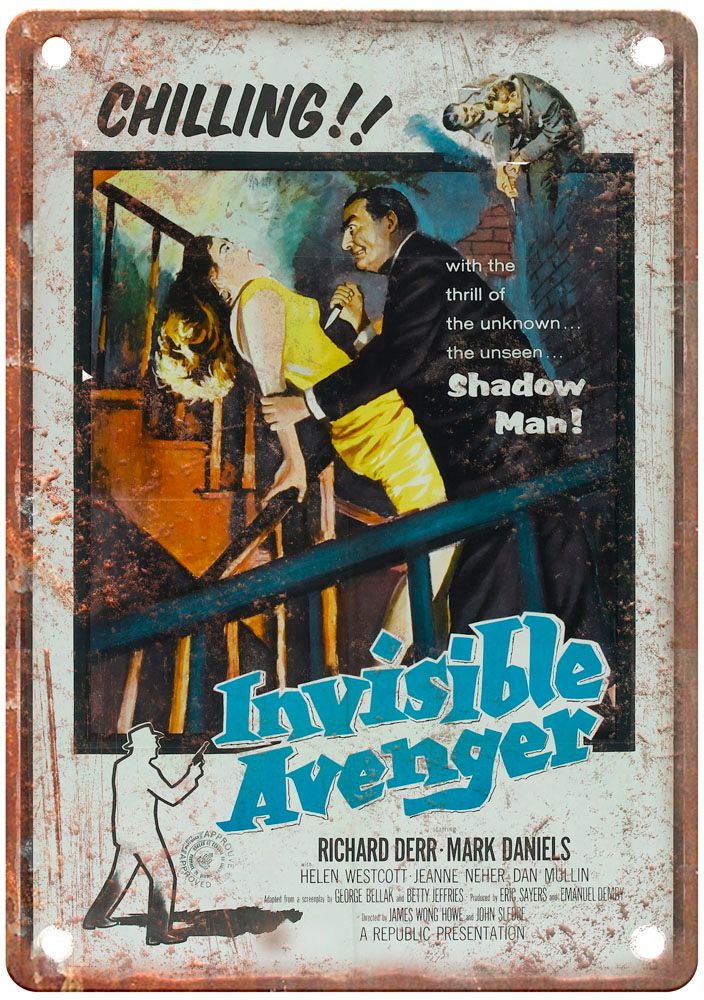 Invisible Avenger Vintage Movie Poster Old Retro Look Metal Sign