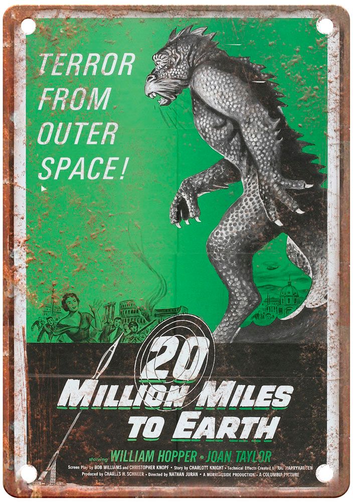 20 Million Miles To Earth Vintage Movie Poster Old Retro Look Metal Sign