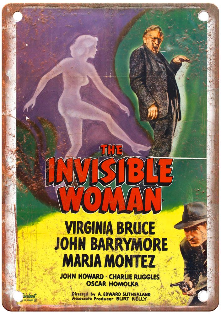 Invisible Woman Vintage Movie Poster Old Retro Look Metal Sign