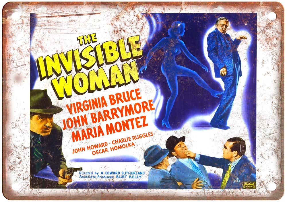 Invisible Woman Vintage Movie Poster Old Retro Look Metal Sign