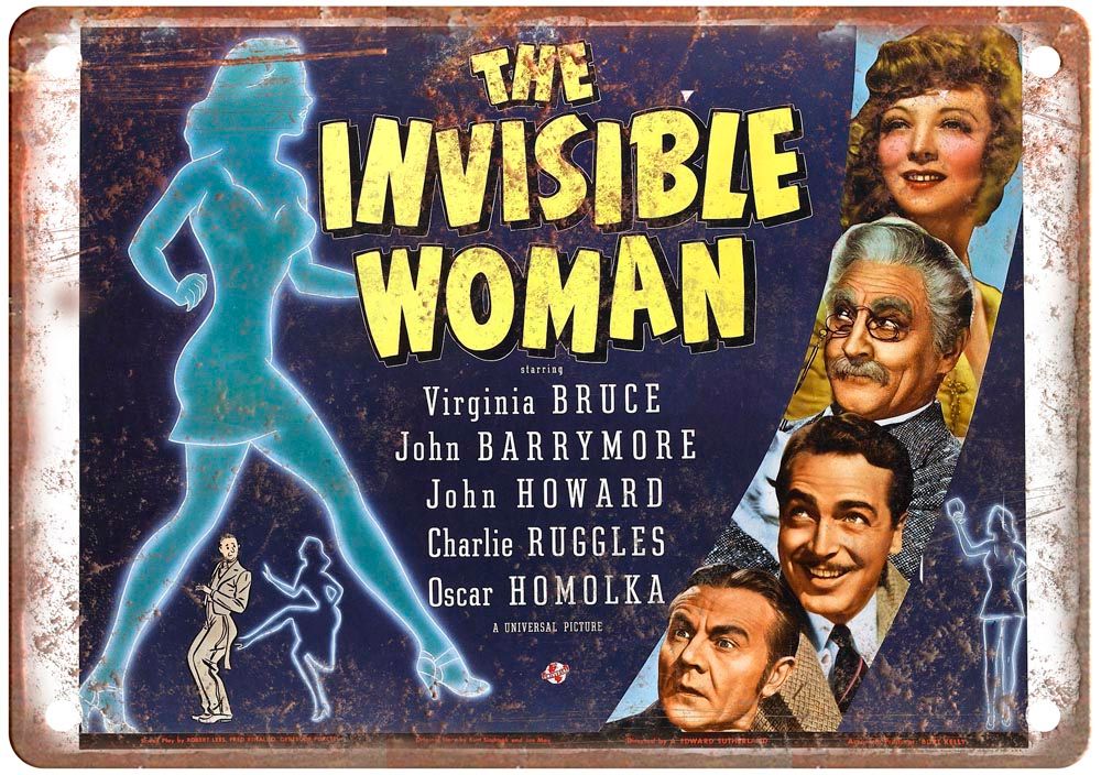 Invisible Woman Vintage Movie Poster Old Retro Look Metal Sign