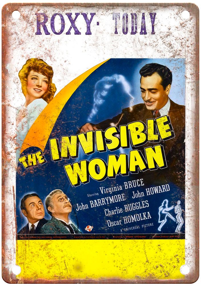 Invisible Woman Vintage Movie Poster Old Retro Look Metal Sign