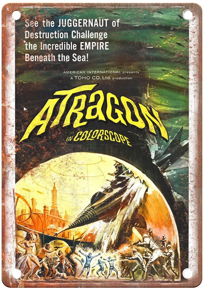 Atragon Vintage Movie Poster Old Retro Look Metal Sign