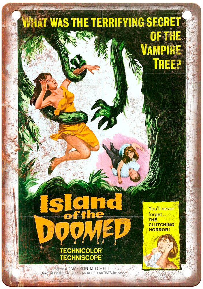 Island Of Doomed Vintage Movie Poster Old Retro Look Metal Sign