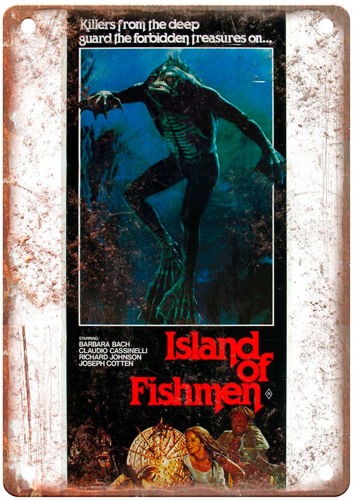 Island Of Fishmen Vintage Movie Poster Old Retro Look Metal Sign