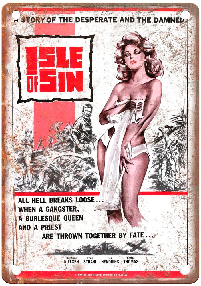 Isle Of Sin Vintage Movie Poster Old Retro Look Metal Sign