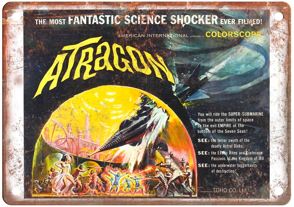 Atragon Vintage Movie Poster Old Retro Look Metal Sign