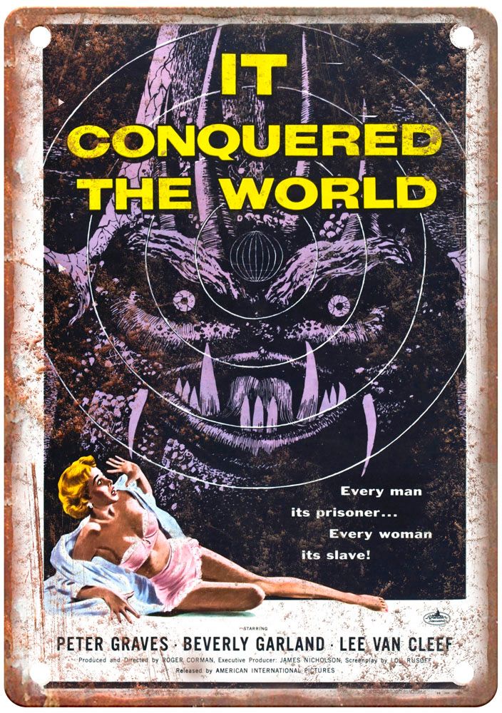 It Conquered The World Vintage Movie Poster Old Retro Look Metal Sign