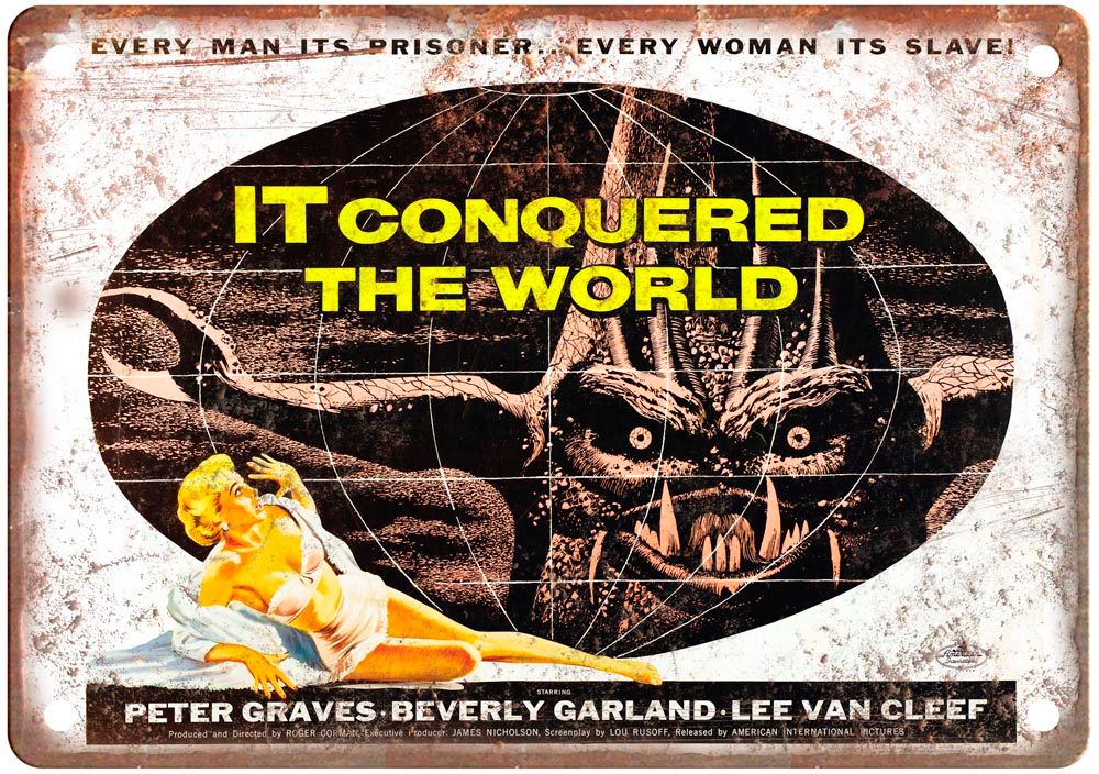 It Conquered The World Vintage Movie Poster Old Retro Look Metal Sign