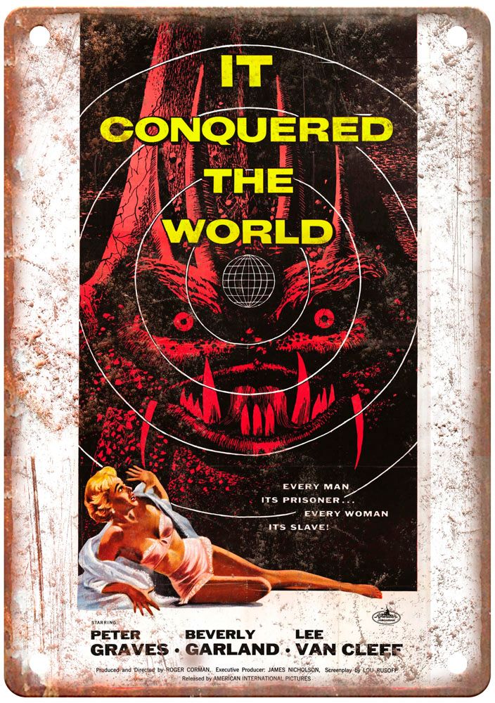 It Conquered The World Vintage Movie Poster Old Retro Look Metal Sign