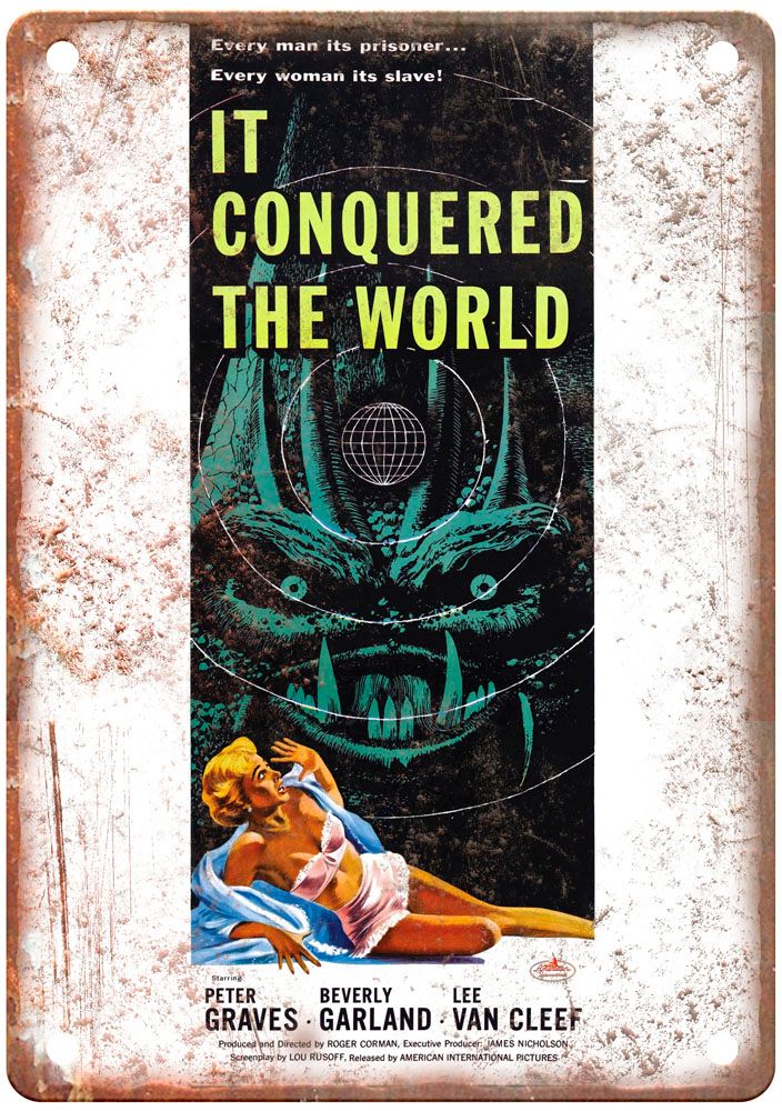 It Conquered The World Vintage Movie Poster Old Retro Look Metal Sign