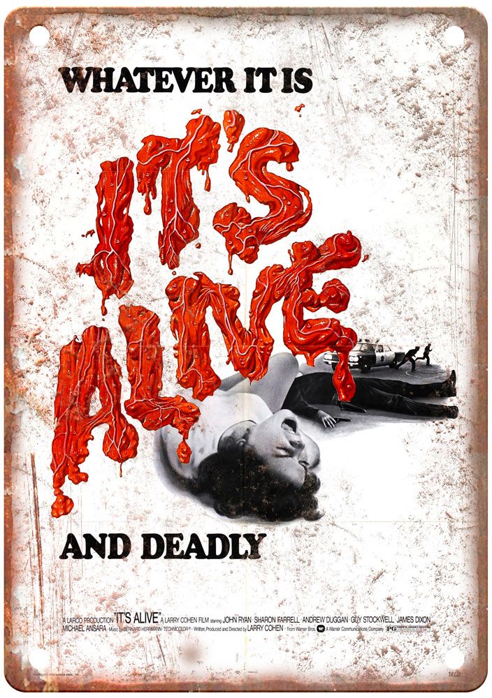 Its Alive Vintage Movie Poster Old Retro Look Metal Sign