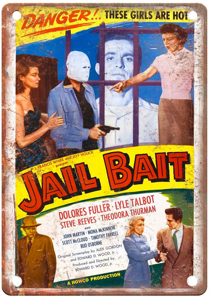 Jail Bait 1954 Poster Vintage Movie Poster Old Retro Look Metal Sign