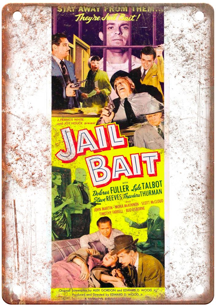 Jail Bait 1954 Poster Vintage Movie Poster Old Retro Look Metal Sign