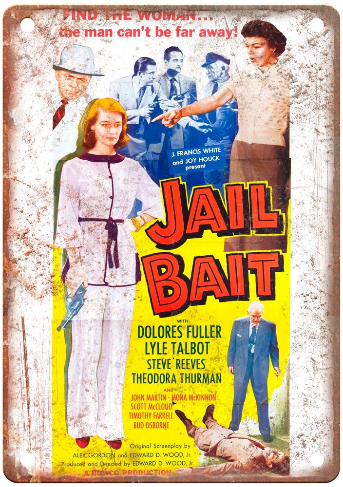 Jail Bait 1954 Poster Vintage Movie Poster Old Retro Look Metal Sign