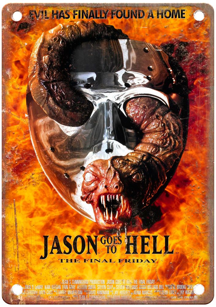 Jason Goes To Hell Poster Vintage Movie Poster Old Retro Look Metal Sign