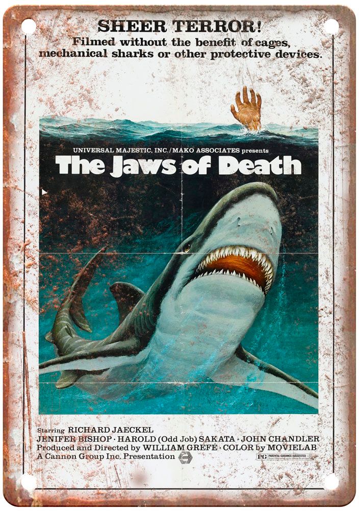 Jaws Of Death Poster Vintage Movie Poster Old Retro Look Metal Sign