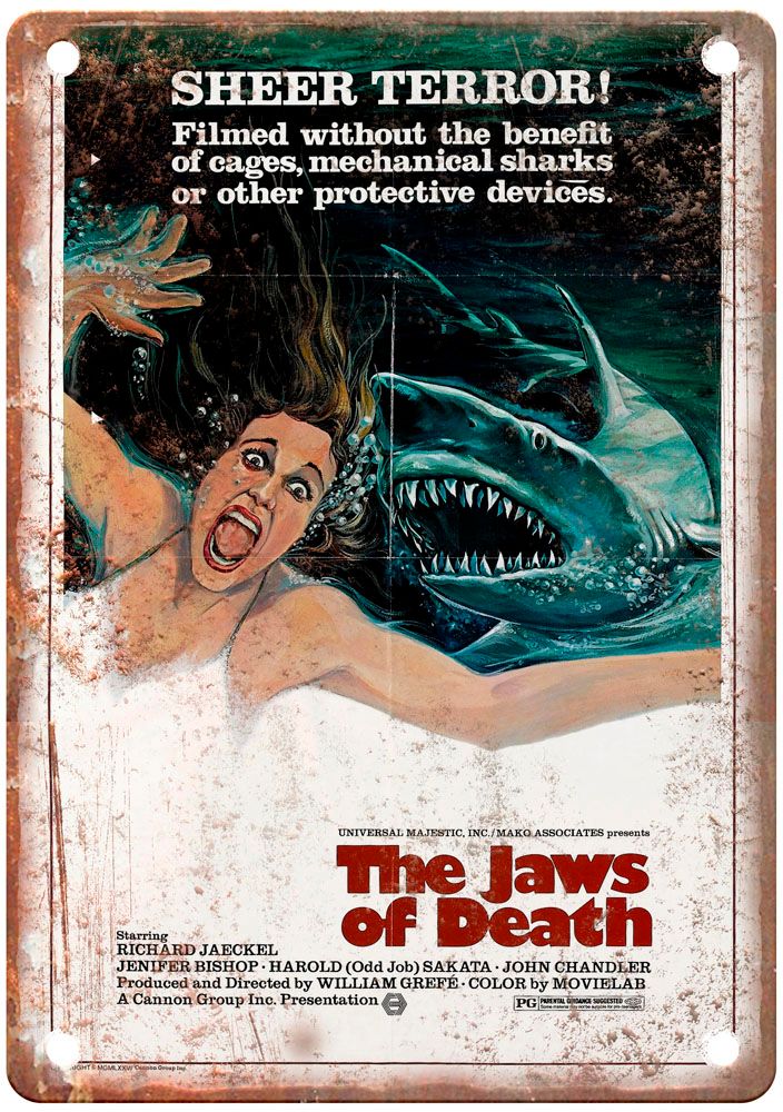 Jaws Of Death Poster Vintage Movie Poster Old Retro Look Metal Sign