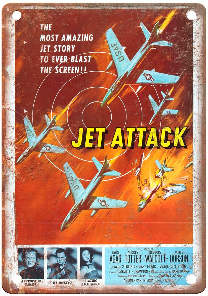 Jet Attack Poster Vintage Movie Poster Old Retro Look Metal Sign