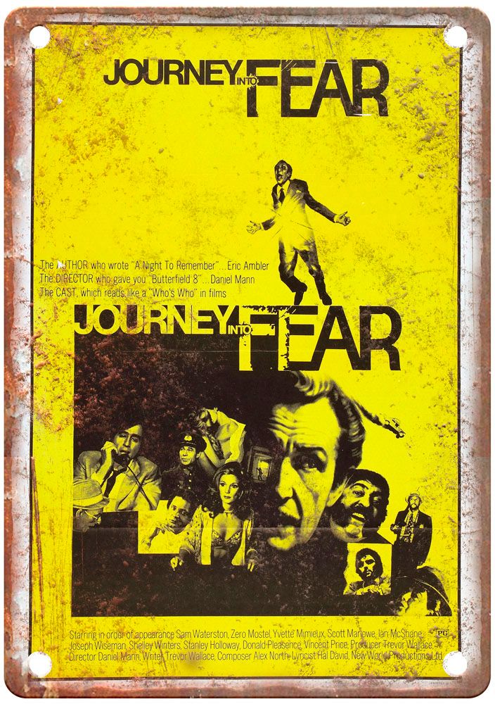 Journey Into Fear Poster Vintage Movie Poster Old Retro Look Metal Sign