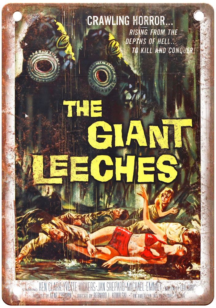 Attack Of Giant Leeches Vintage Movie Poster Old Retro Look Metal Sign