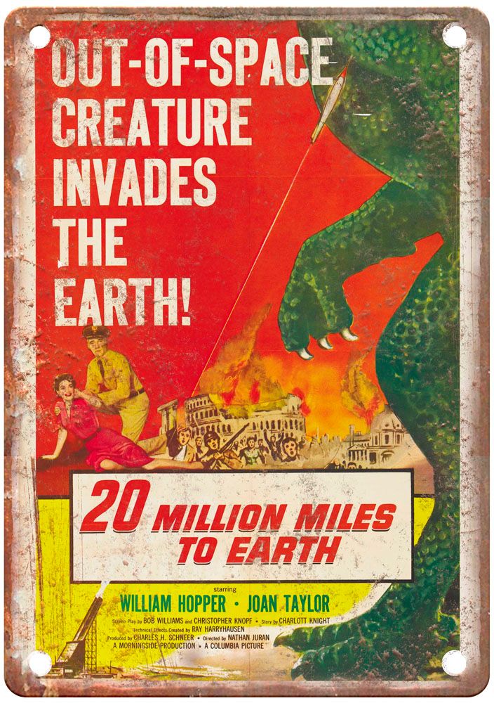 20 Million Miles To Earth Vintage Movie Poster Old Retro Look Metal Sign