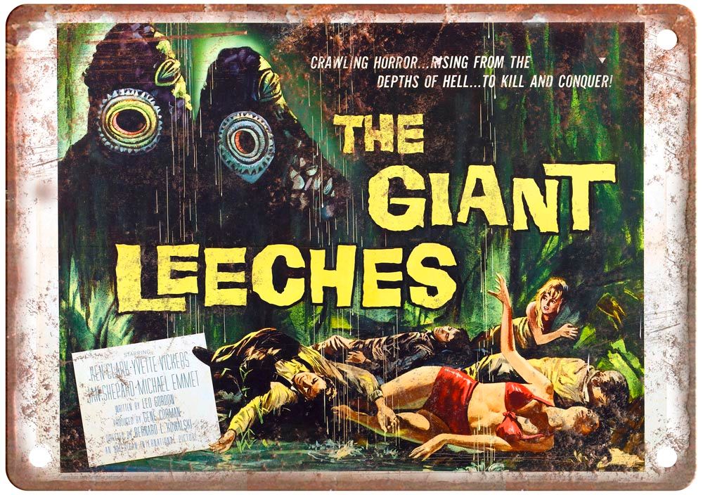 Attack Of Giant Leeches Vintage Movie Poster Old Retro Look Metal Sign