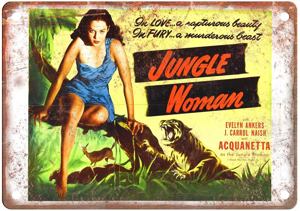 Jungle Woman Poster Vintage Movie Poster Old Retro Look Metal Sign