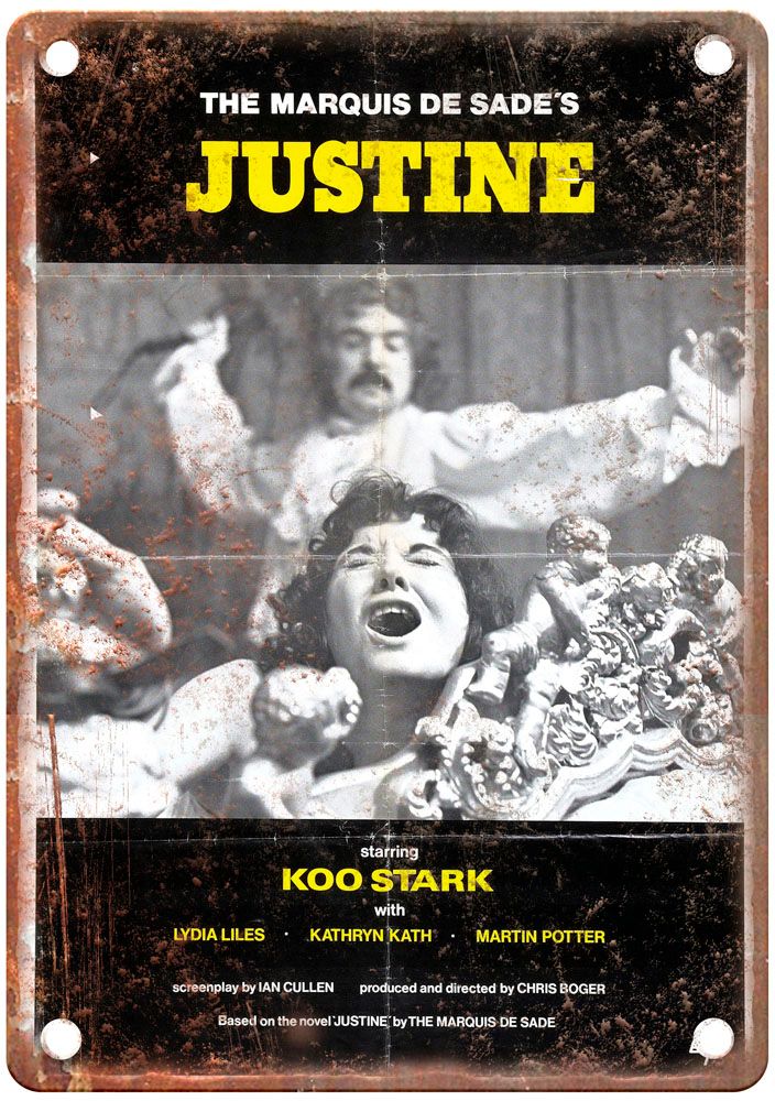 Justine 1977 Poster Vintage Movie Poster Old Retro Look Metal Sign