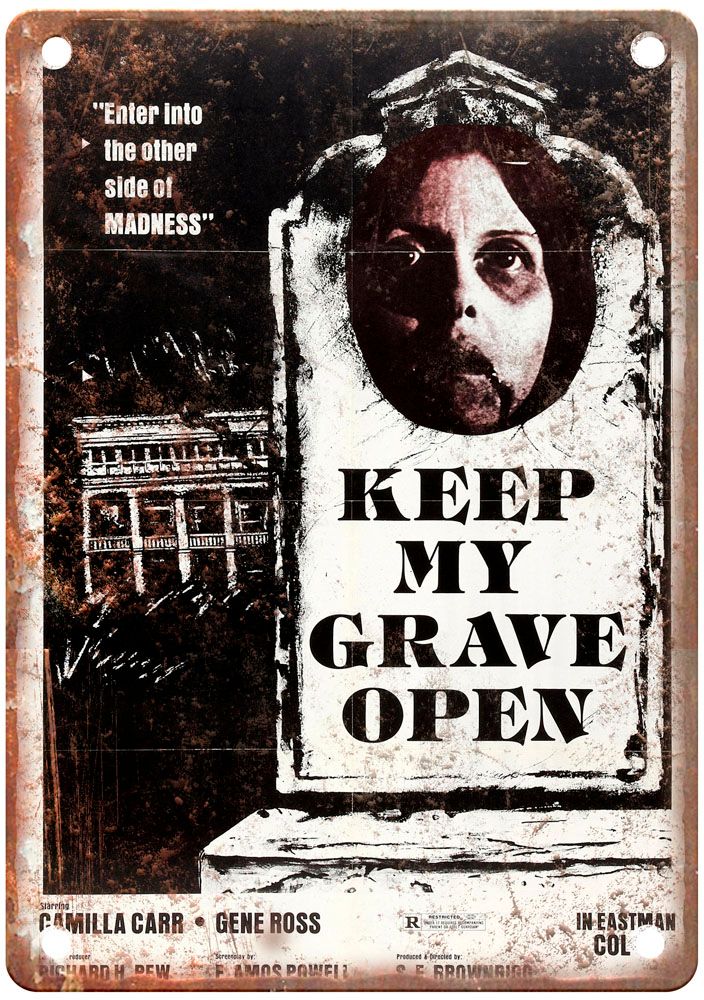 Keep My Grave Open Vintage Movie Poster Old Retro Look Metal Sign