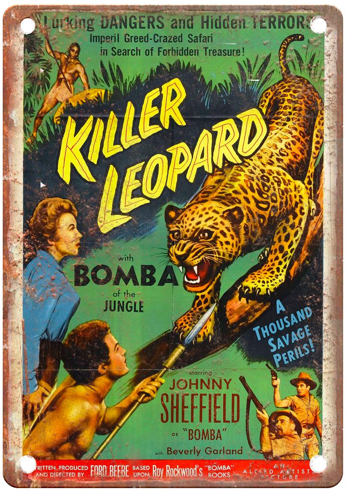 Killer Leopard Vintage Movie Poster Old Retro Look Metal Sign