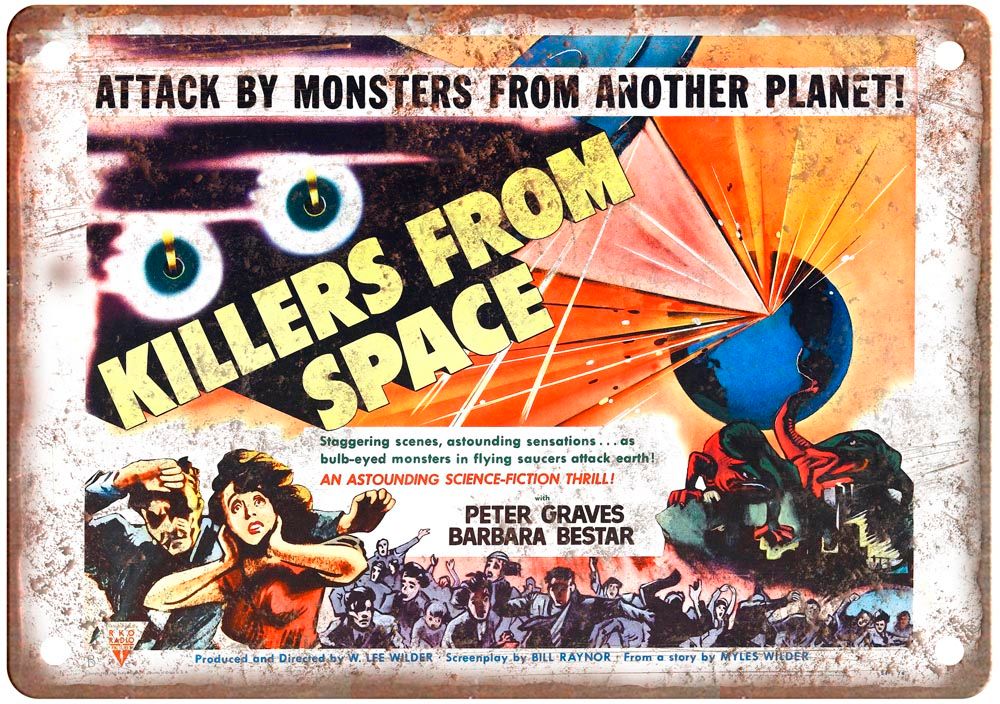 Killers From Space Vintage Movie Poster Old Retro Look Metal Sign