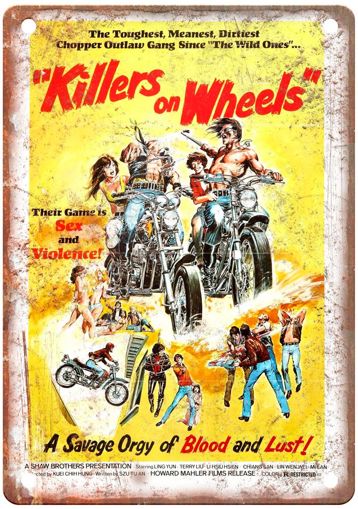 Killers On Wheels Vintage Movie Poster Old Retro Look Metal Sign