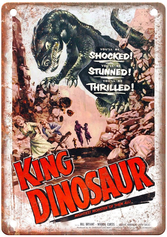 King Dinosaur Vintage Movie Poster Old Retro Look Metal Sign