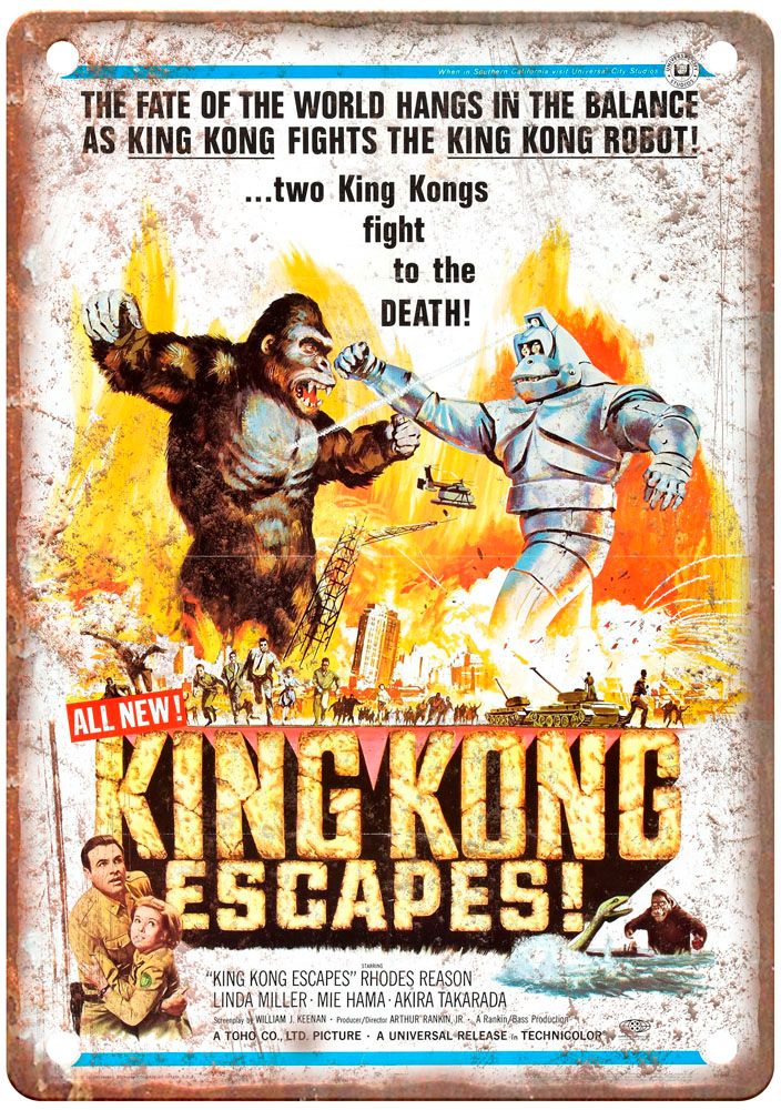 King Kong Escapes Vintage Movie Poster Old Retro Look Metal Sign