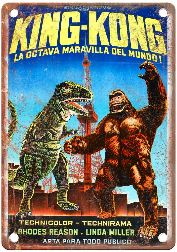 King Kong Escapes Vintage Movie Poster Old Retro Look Metal Sign