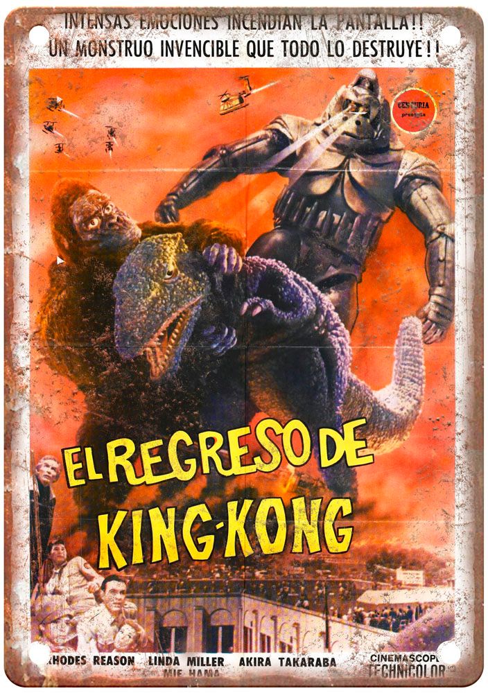 King Kong Escapes Vintage Movie Poster Old Retro Look Metal Sign