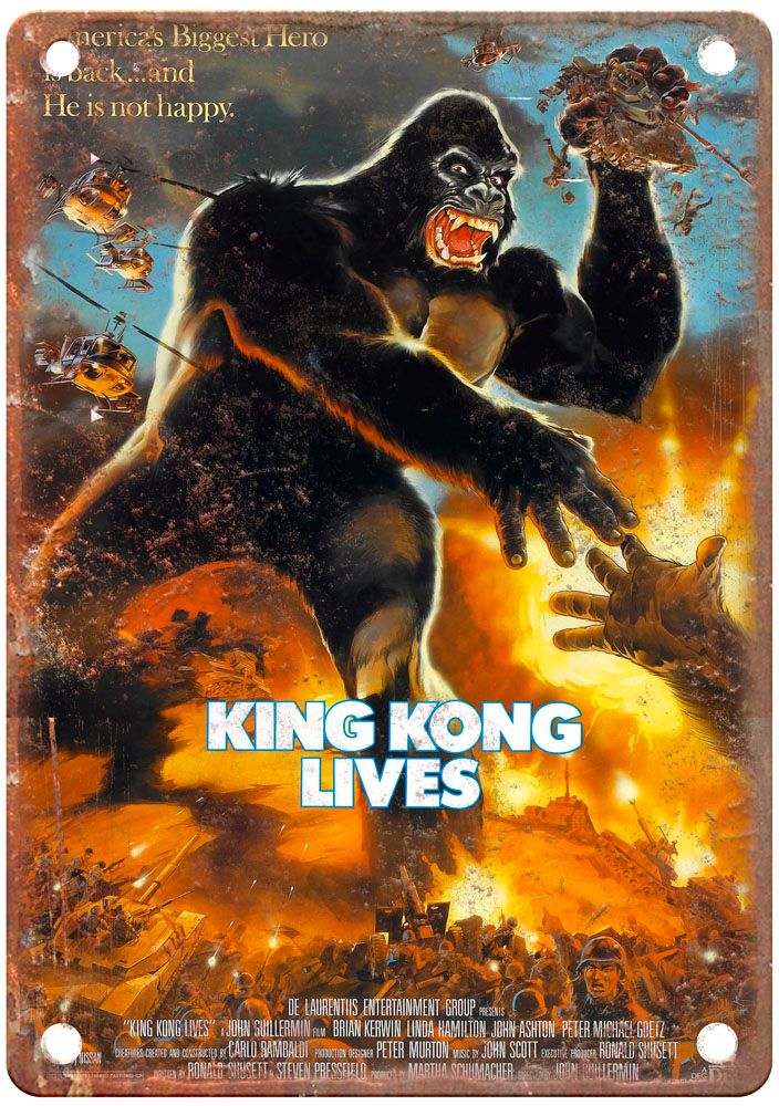 King Kong Lives Vintage Movie Poster Old Retro Look Metal Sign