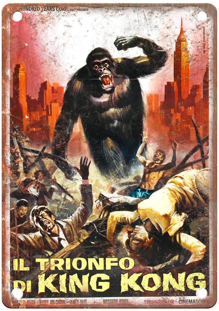 King Kong Vs Godzilla Vintage Movie Poster Old Retro Look Metal Sign