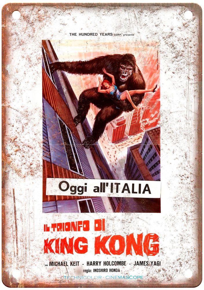 King Kong Vs Godzilla Vintage Movie Poster Old Retro Look Metal Sign