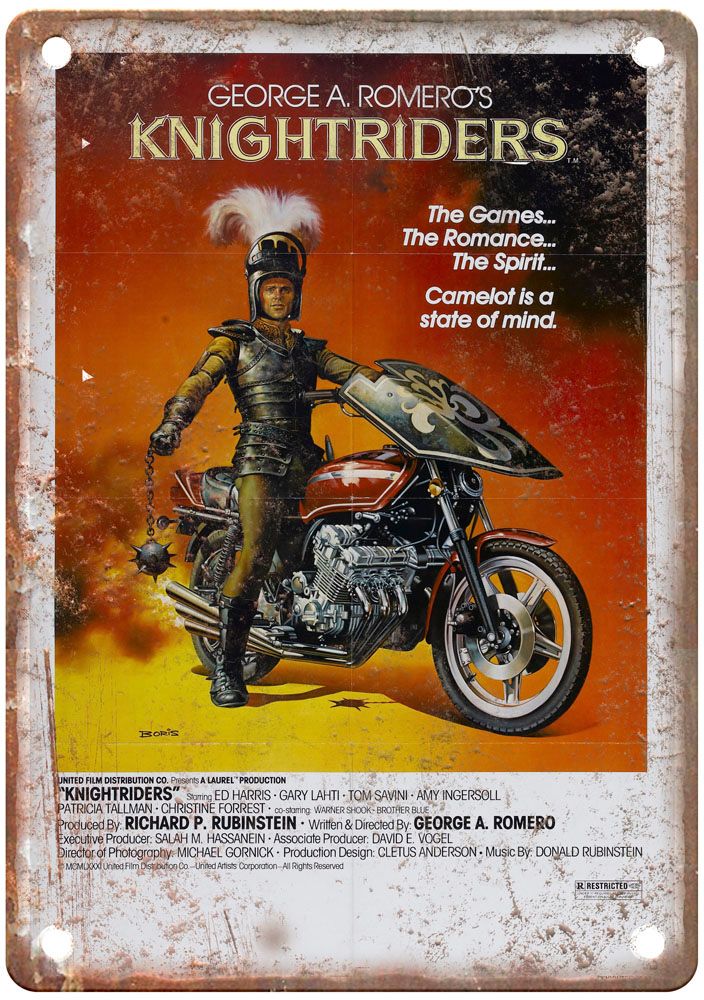 Knightriders Vintage Movie Poster Old Retro Look Metal Sign